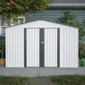 10X8 FT Outdoor Storage Shed, All Weather Metal Sheds with