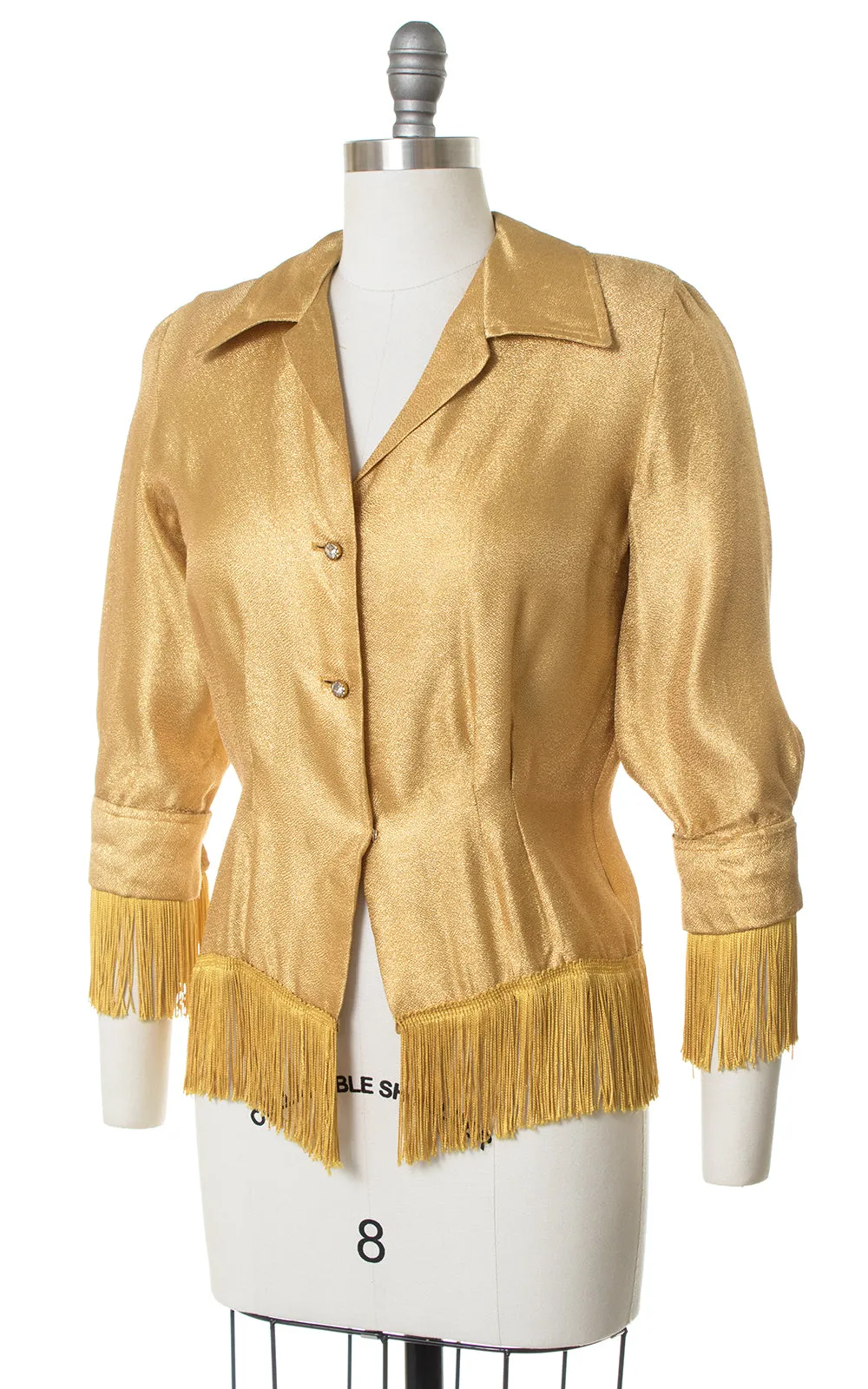 1950s Fringe Gold Lamé Western Blouse | medium