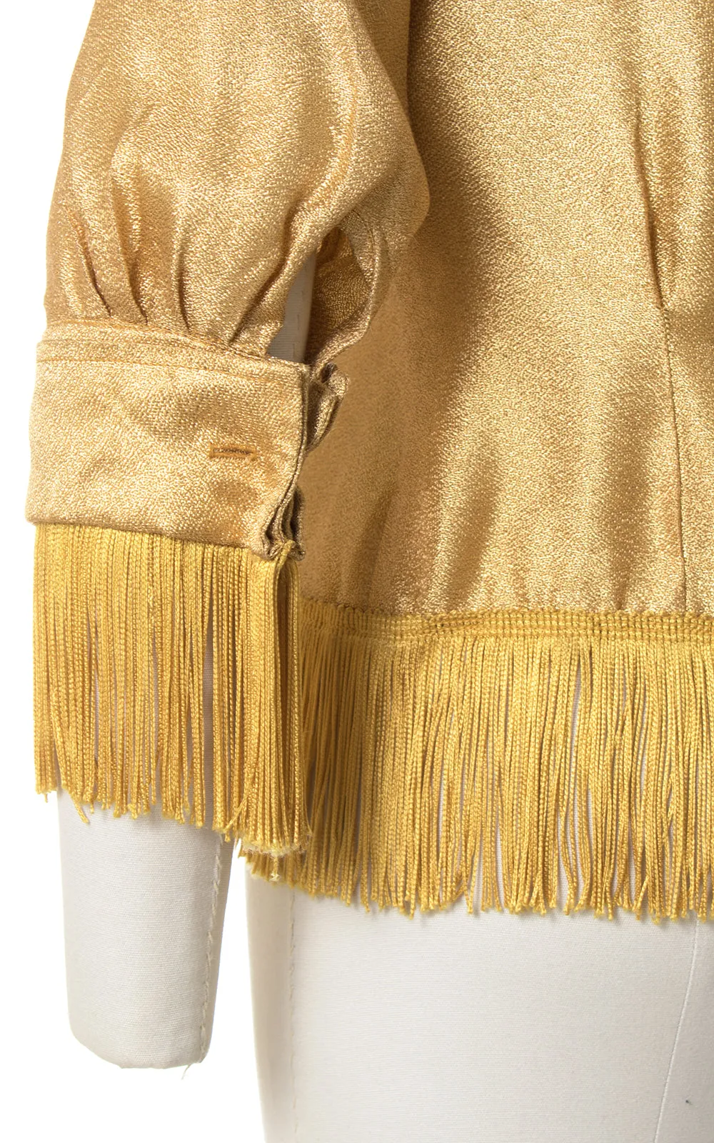 1950s Fringe Gold Lamé Western Blouse | medium