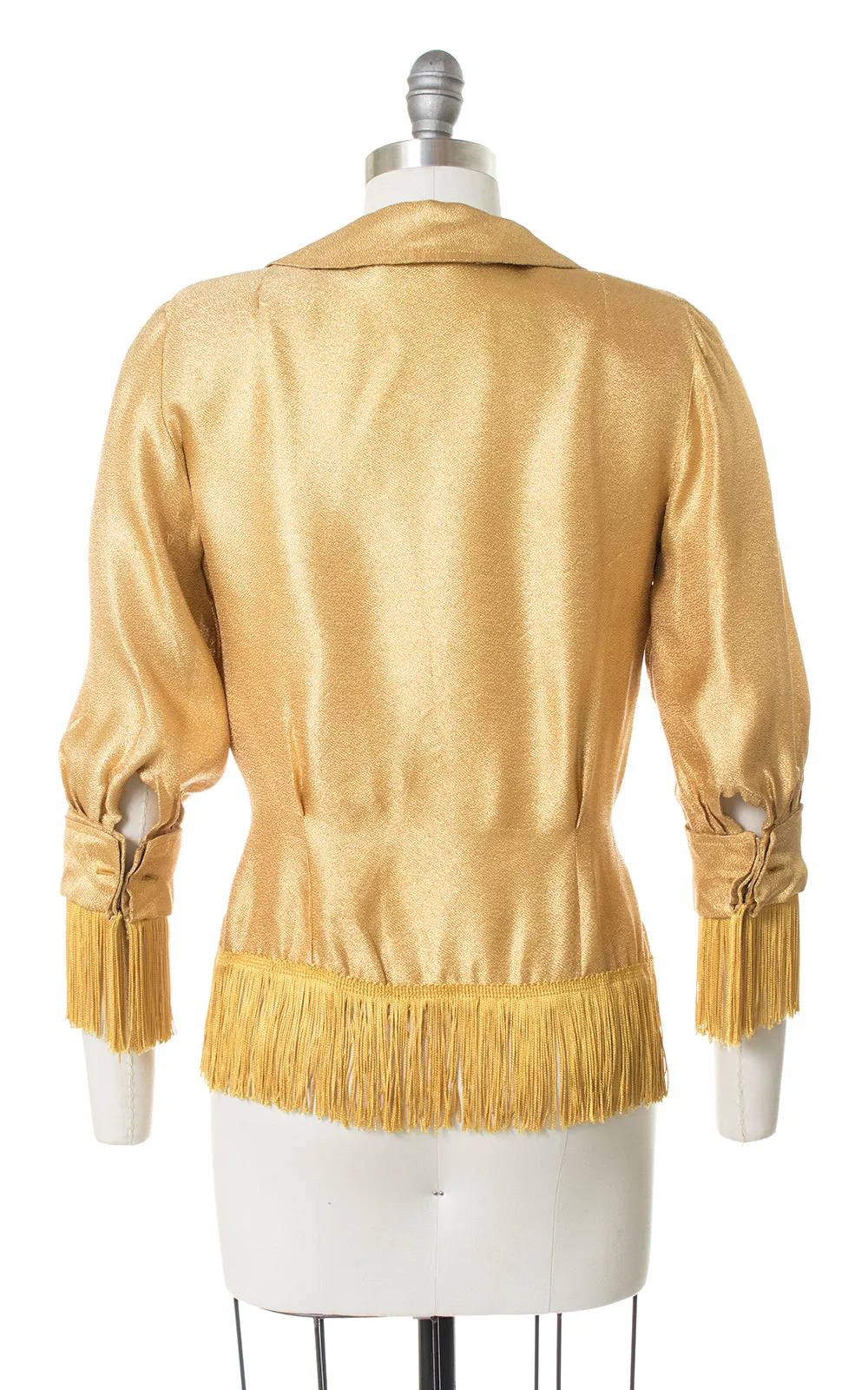 1950s Fringe Gold Lamé Western Blouse | medium