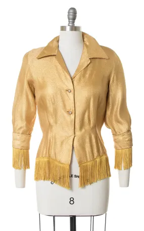 1950s Fringe Gold Lamé Western Blouse | medium