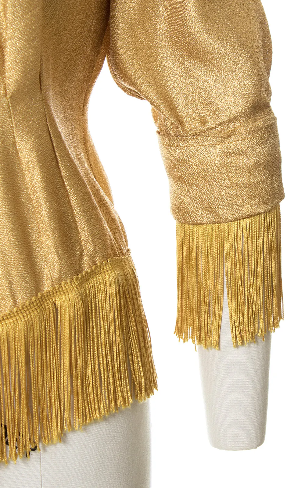 1950s Fringe Gold Lamé Western Blouse | medium