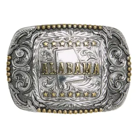 Alabama — Scrolled Rectangle Bead Edge Buckle