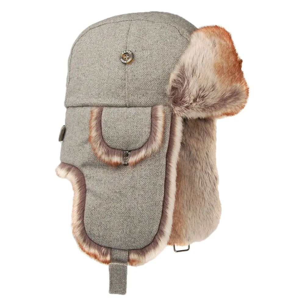Barts Hats Kamikaze Herringbone Trapper Hat - Grey