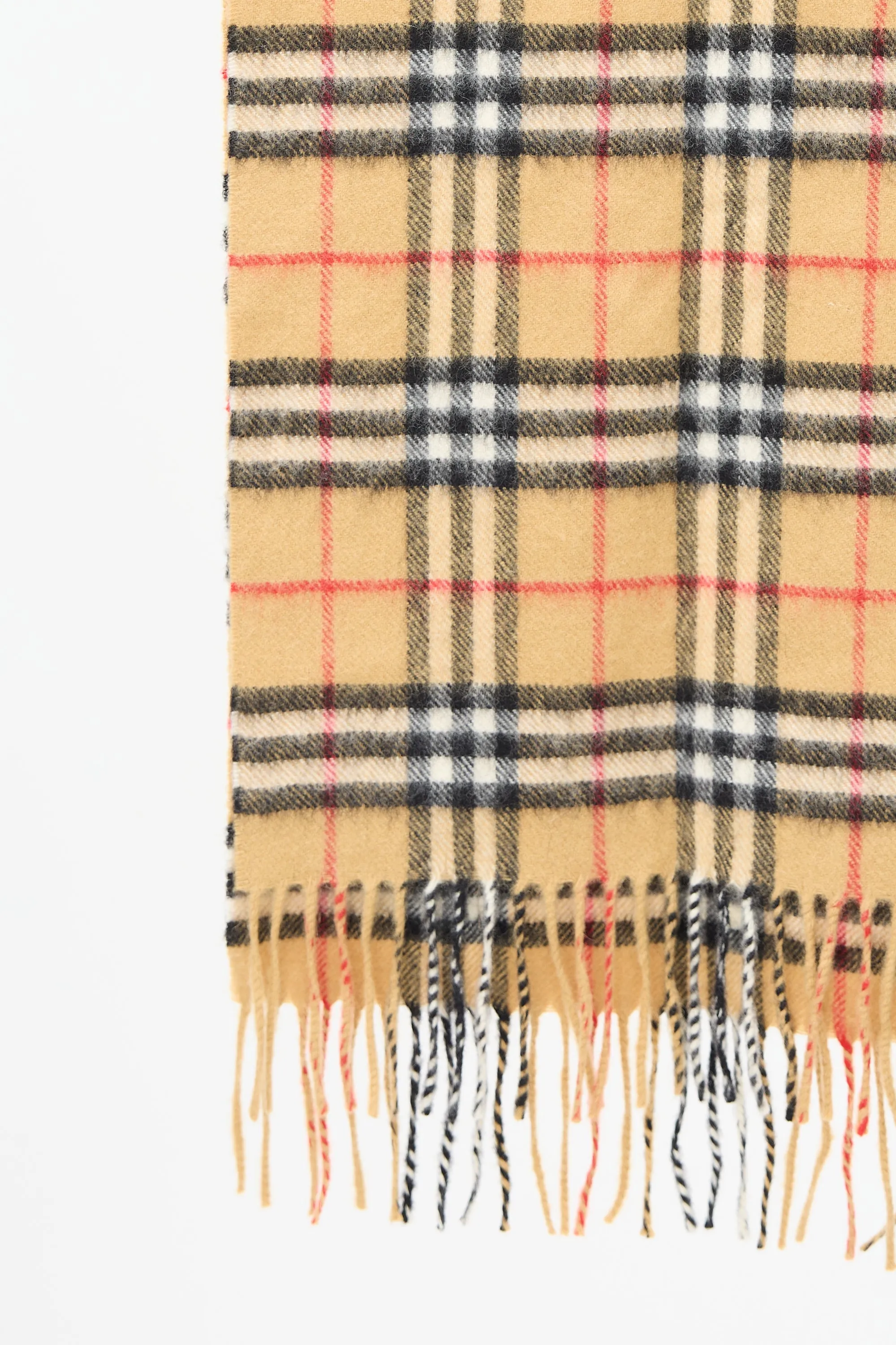 Beige & Multi Nova Check Fringe Scarf