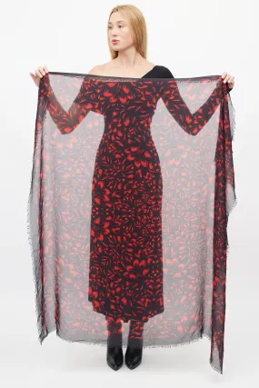 Black & Red Floral Scarf