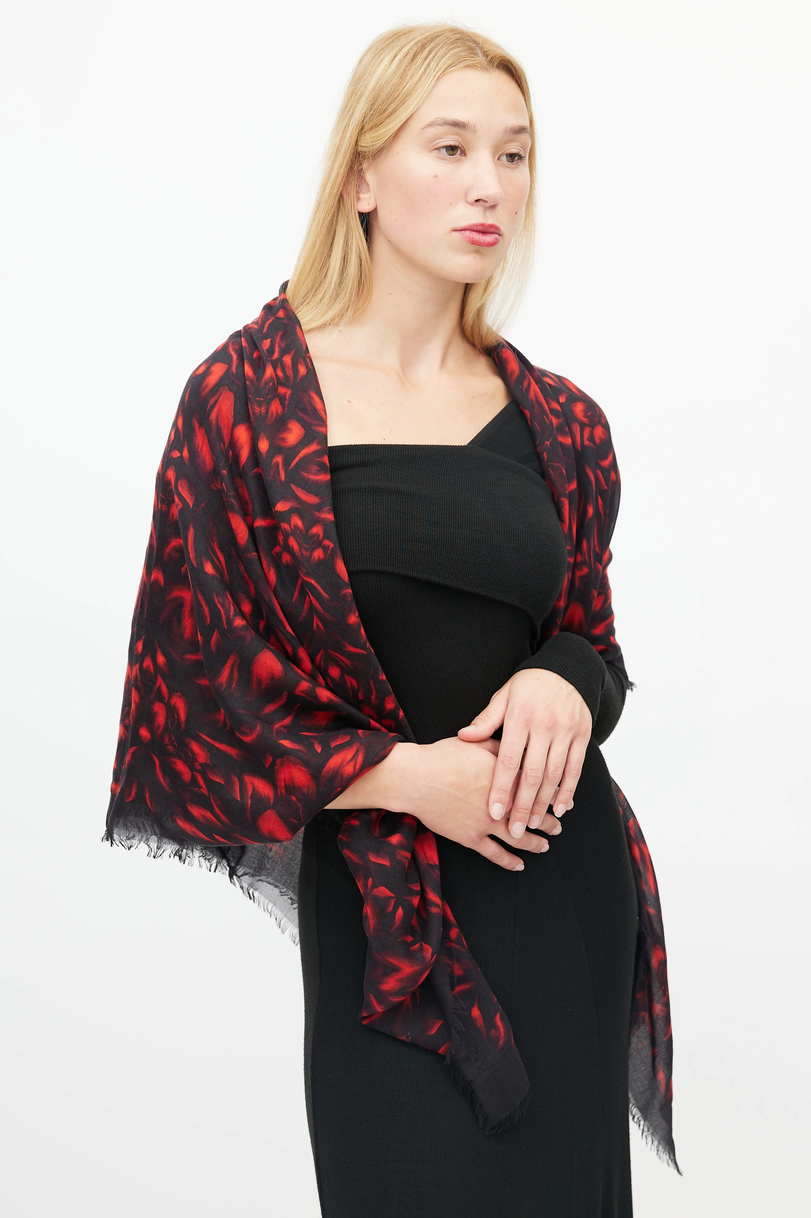 Black & Red Floral Scarf