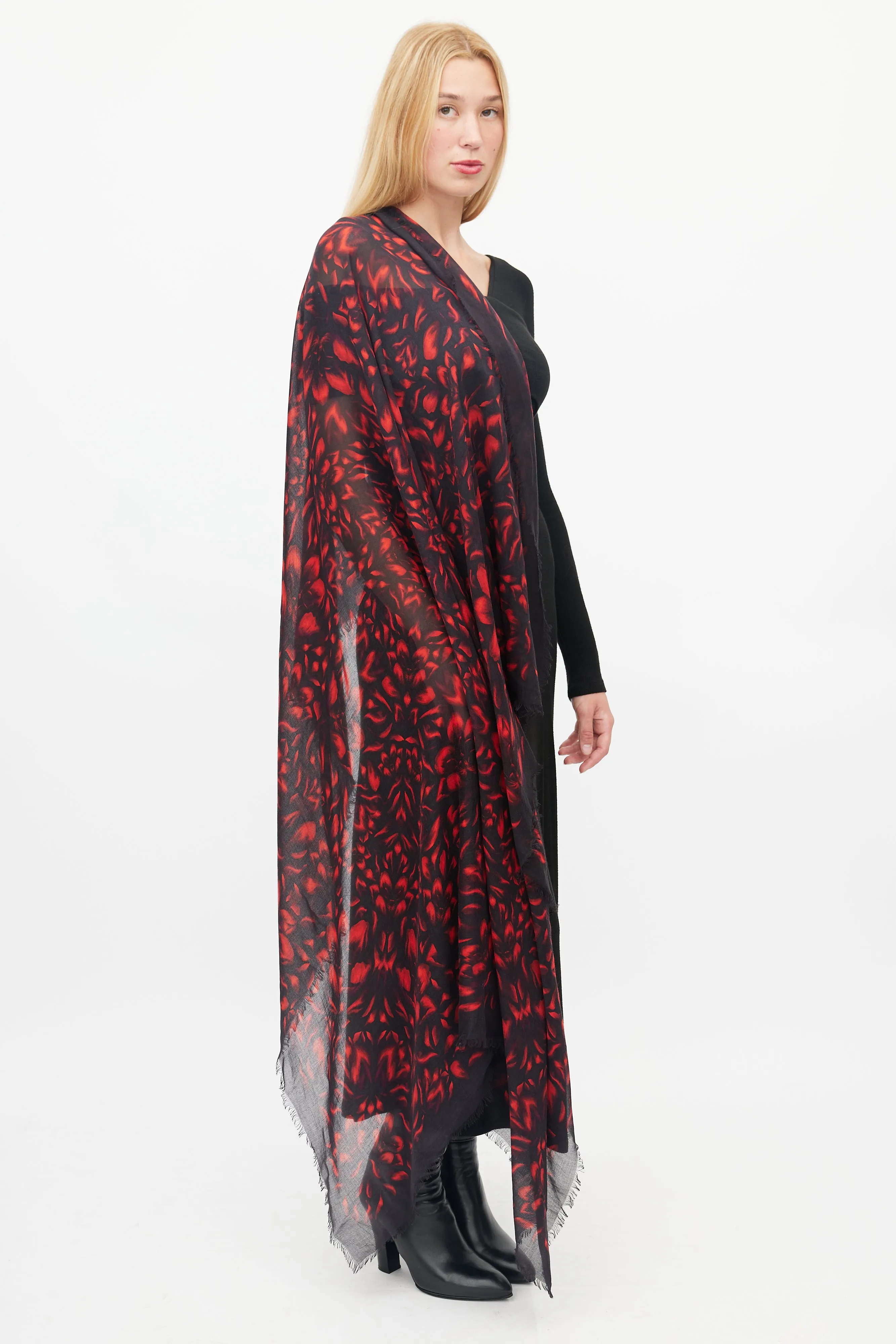Black & Red Floral Scarf