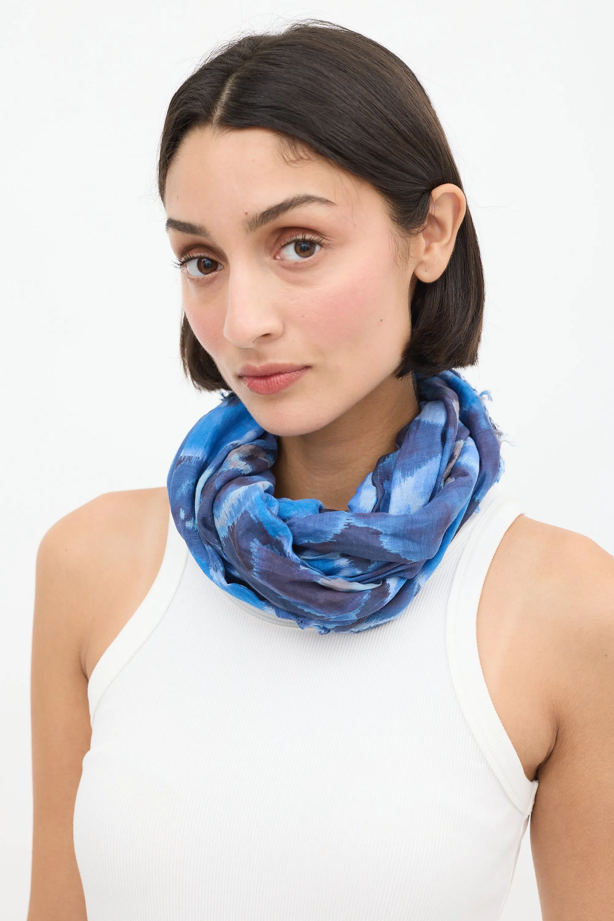 Blue Circular Fringe Scarf