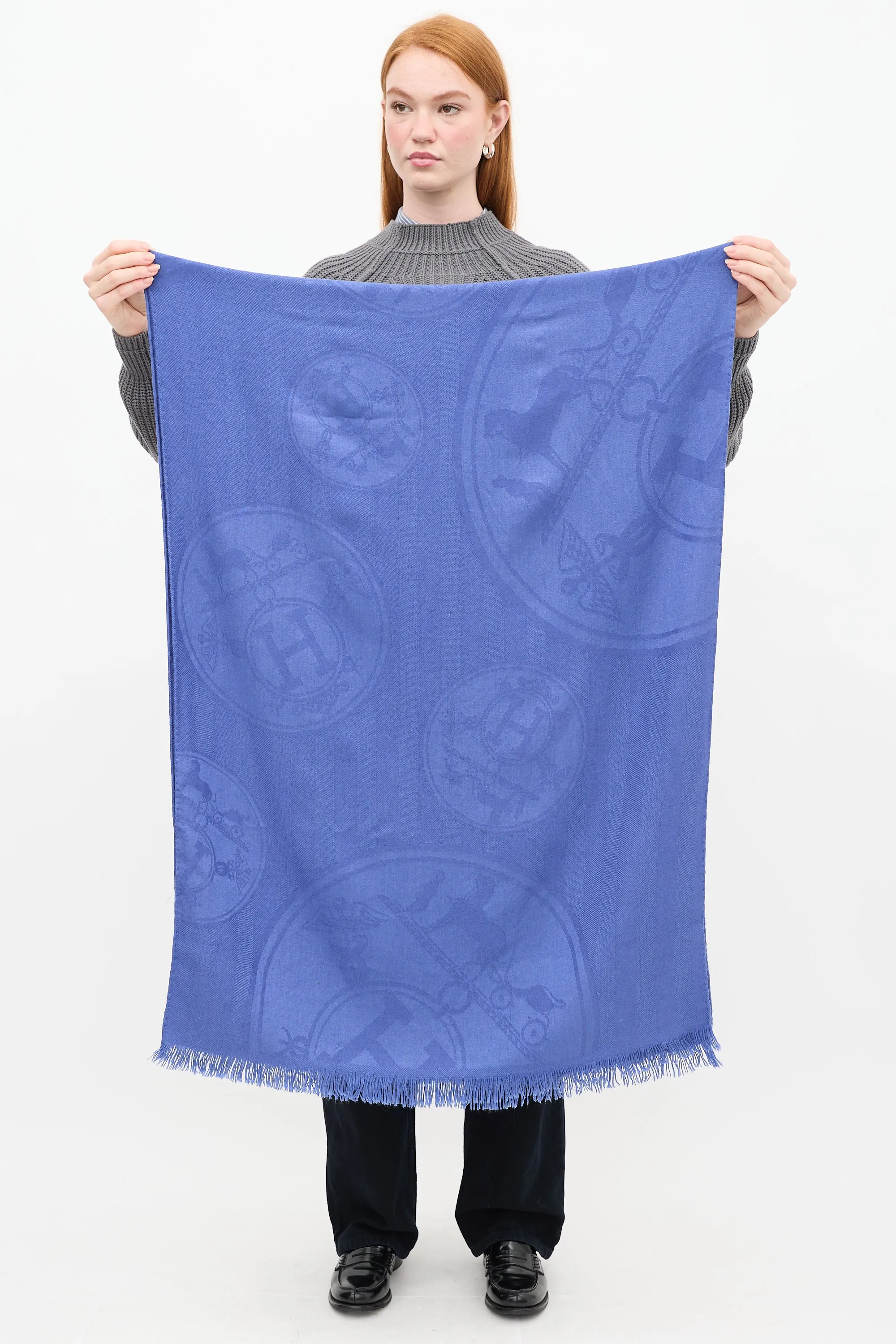 Blue New Libris Jaquard Stole