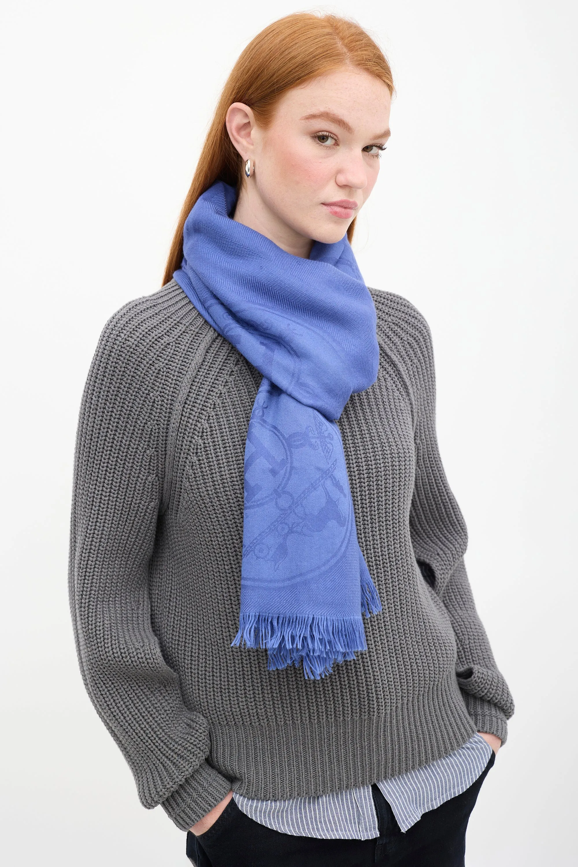 Blue New Libris Jaquard Stole