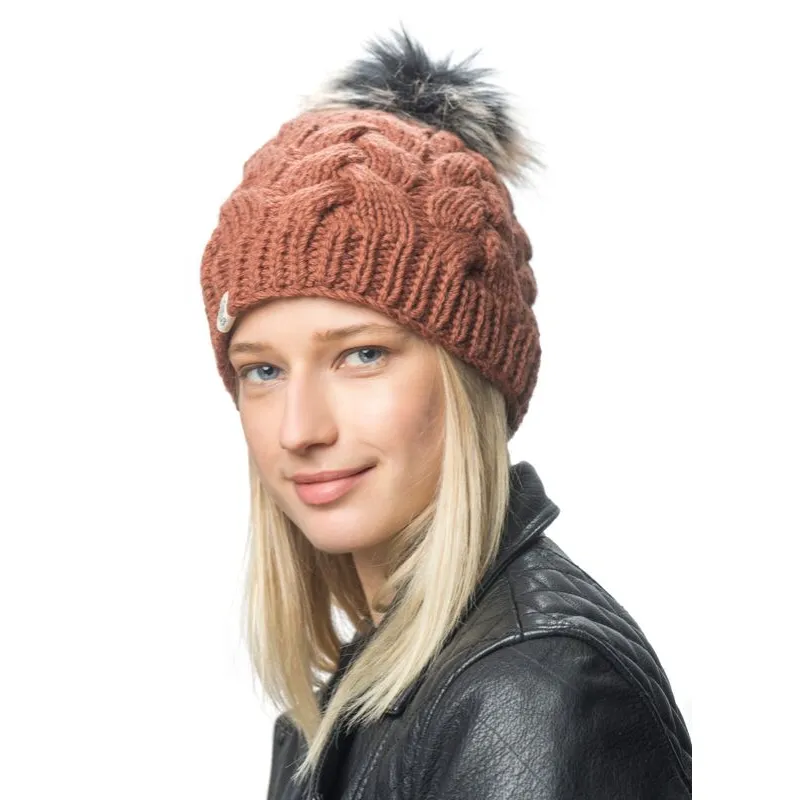 Boheme Cable Beanie w/ Faux Fur Pom