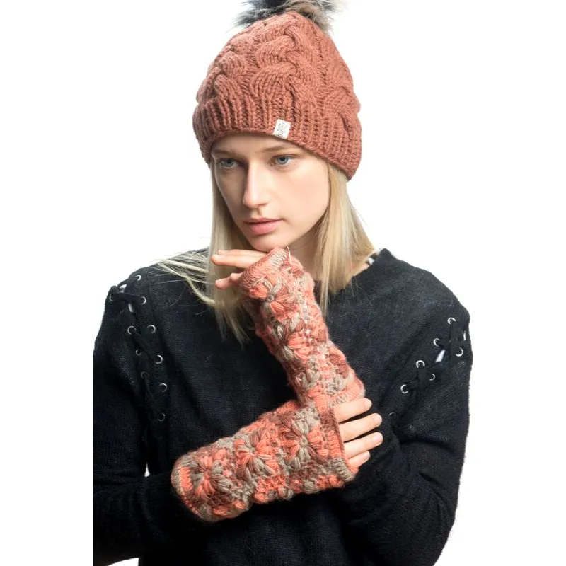 Boheme Cable Beanie w/ Faux Fur Pom