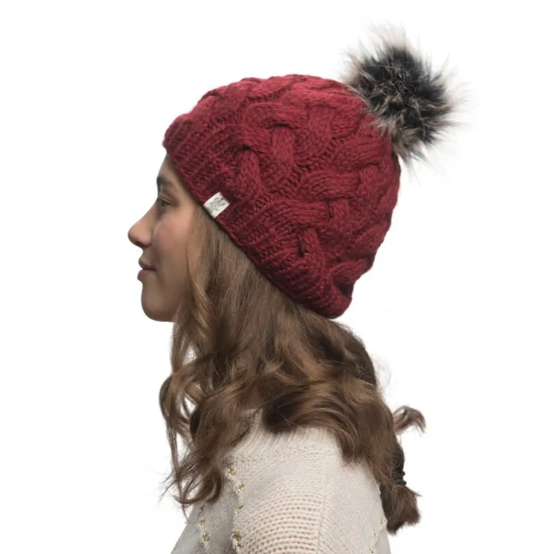 Boheme Cable Beanie w/ Faux Fur Pom