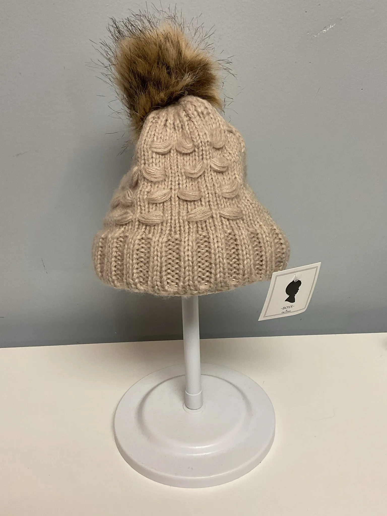 BOYS by Chic Couture Size NB Wheat Knitted Acrylic Infant Boys Hats