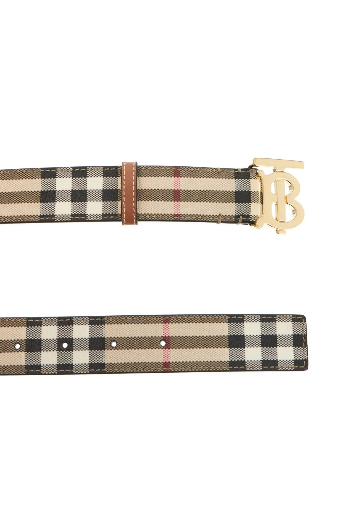 Burberry Ered Belt In Coated Canvas With Tb Logo