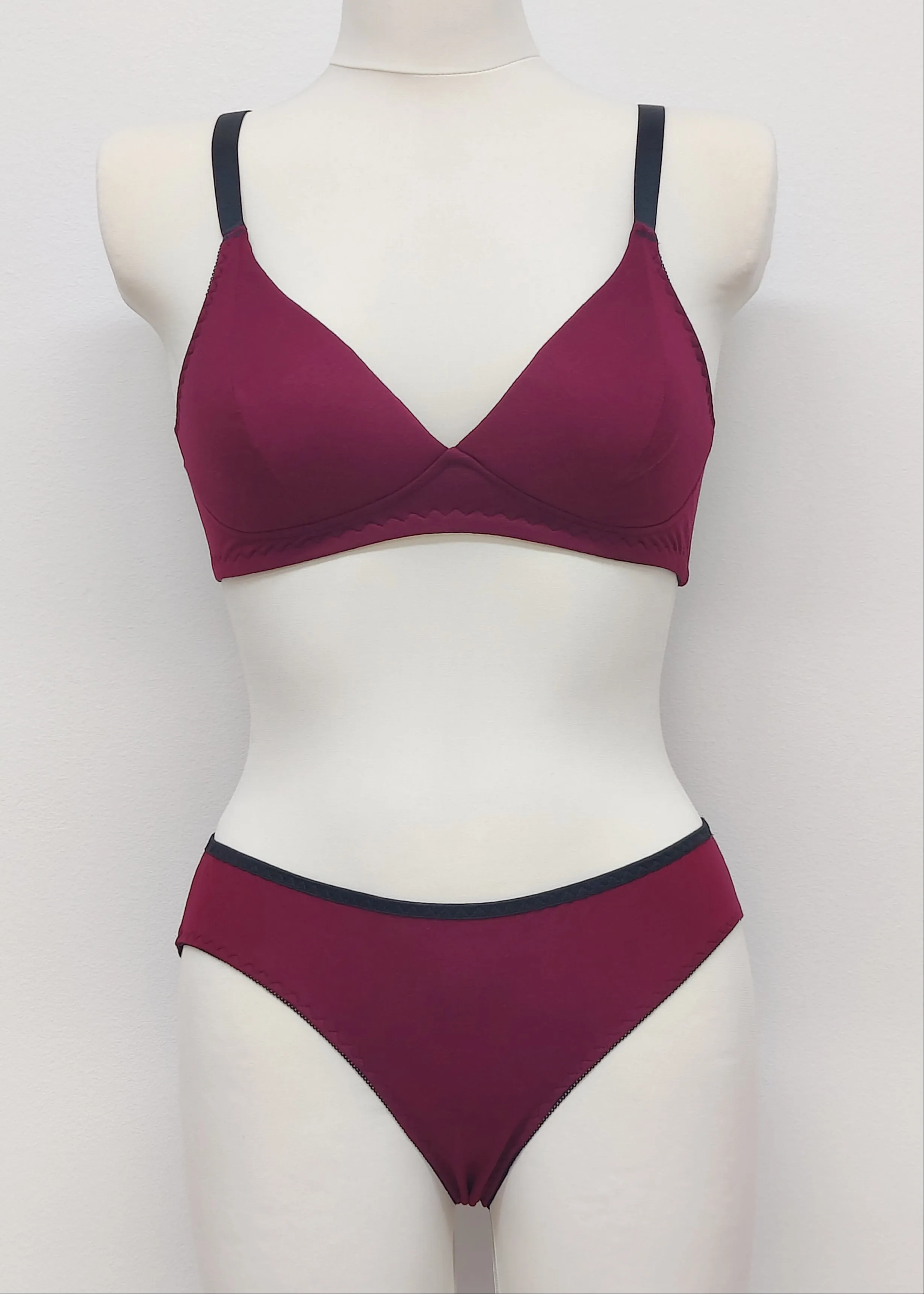 Burgundy red OLIVIA cotton Bralette