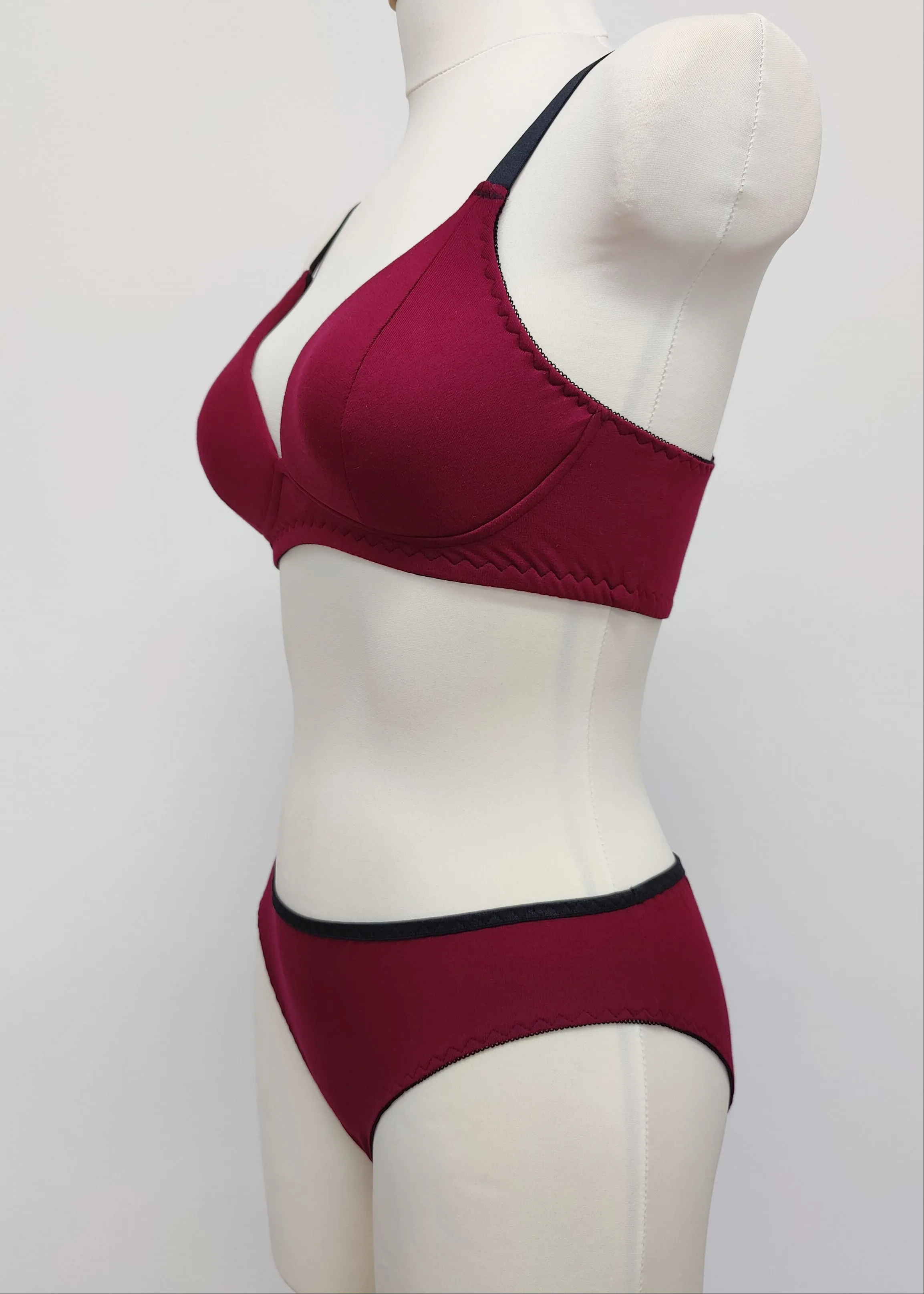 Burgundy red OLIVIA cotton Bralette