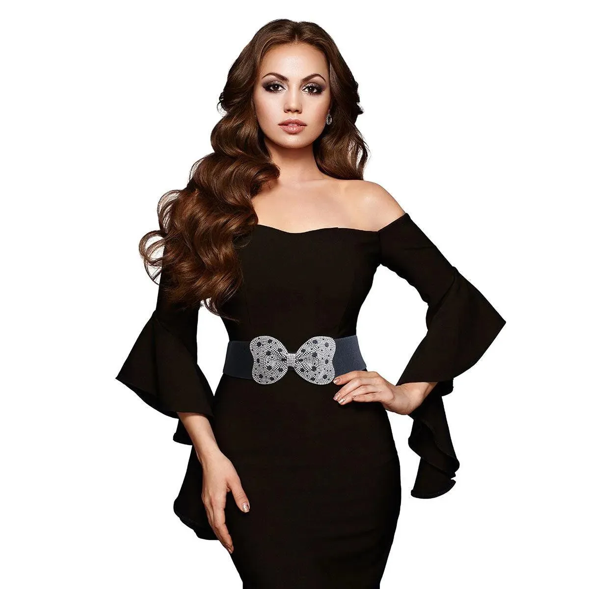 Complete the Look, Ladies Dotted Bow Belt