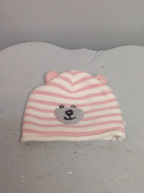 elegantbaby Size 6M Pink & Cream Bear Cotton Infant Girls Hats