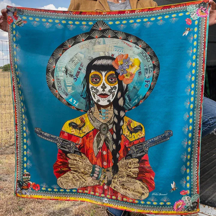 Fringe Scarves Turquoise Vaquera Rooster