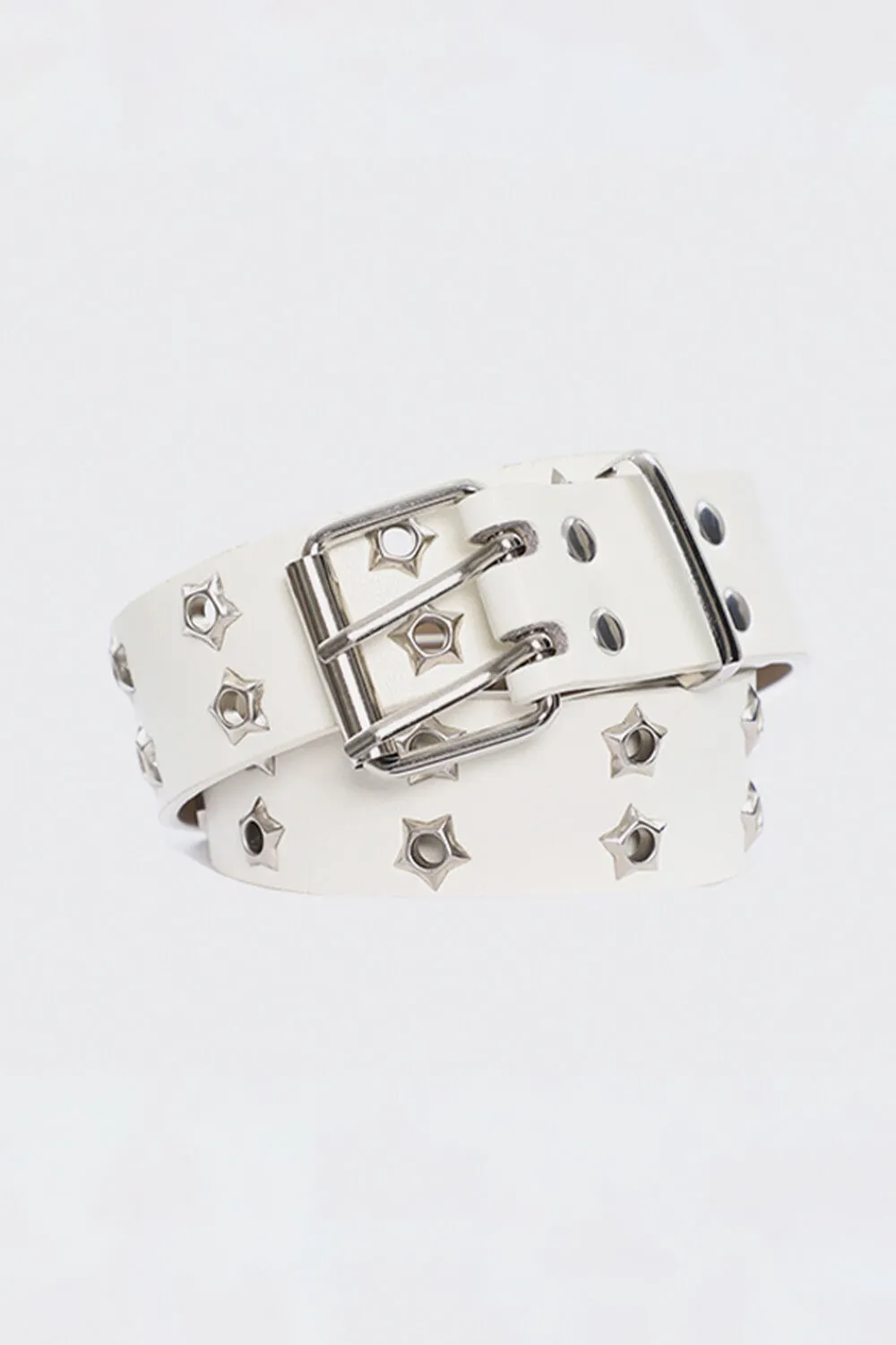Grunge Aesthetic Star Rivets White Belt