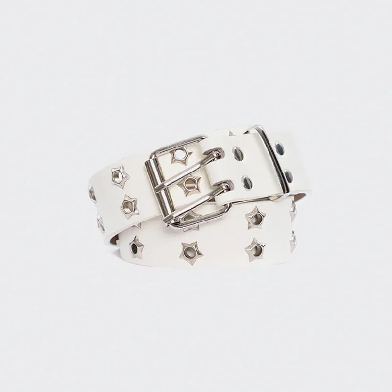 Grunge Aesthetic Star Rivets White Belt