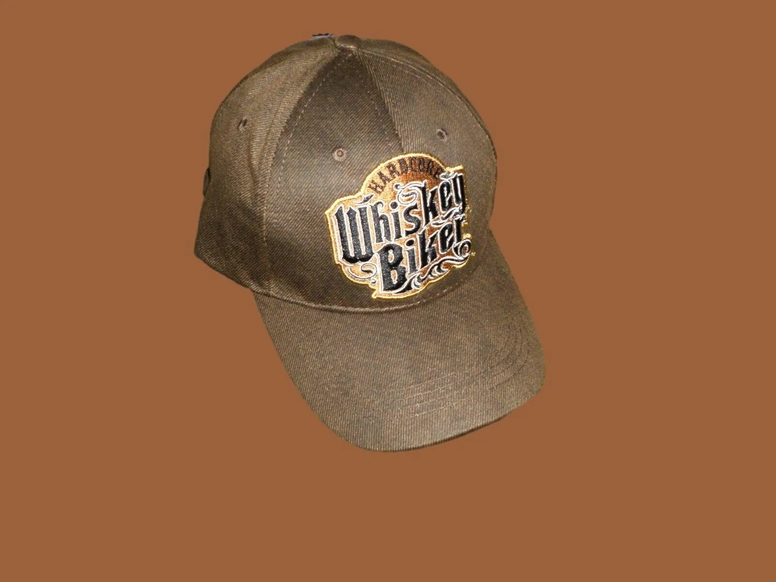 HARDCORE WHISKEY BIKER PREMIUM OILSKIN 6 PANEL CAP EMBROIDERED BIKER HAT