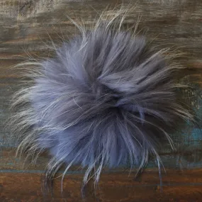 Jimmy Beans Wool Fur Pom Poms - Grey - Snap (6")