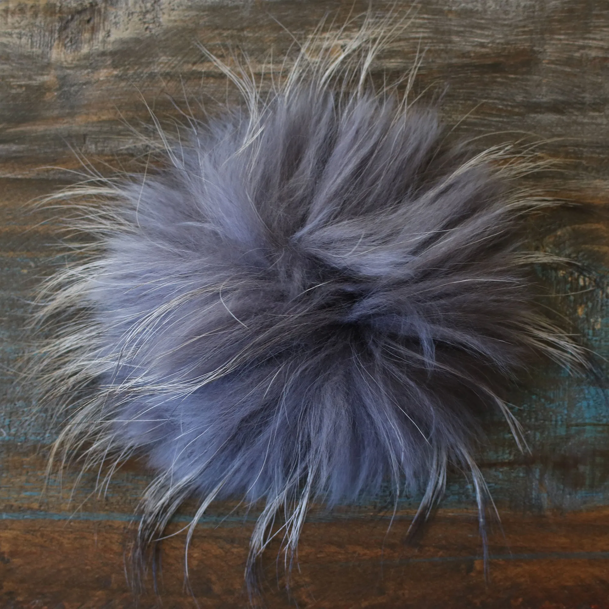 Jimmy Beans Wool Fur Pom Poms - Grey - Snap (6")