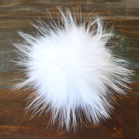 Jimmy Beans Wool Fur Pom Poms - White - Snap (6")