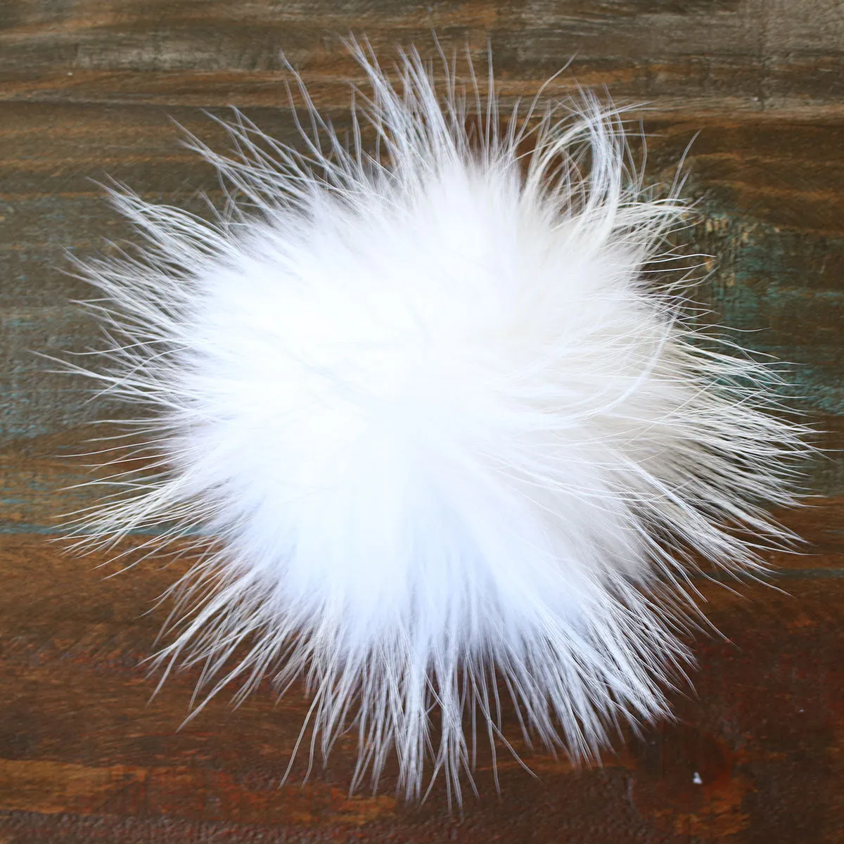 Jimmy Beans Wool Fur Pom Poms - White - Snap (6")