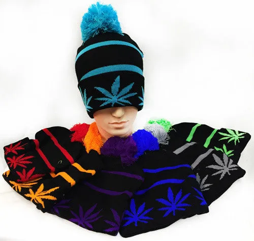 knitted pompom unisex plant sign hats Case of 24
