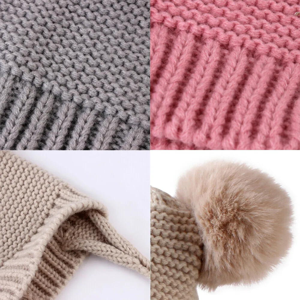 Knitted Wool Fuzzy Ball Beanie