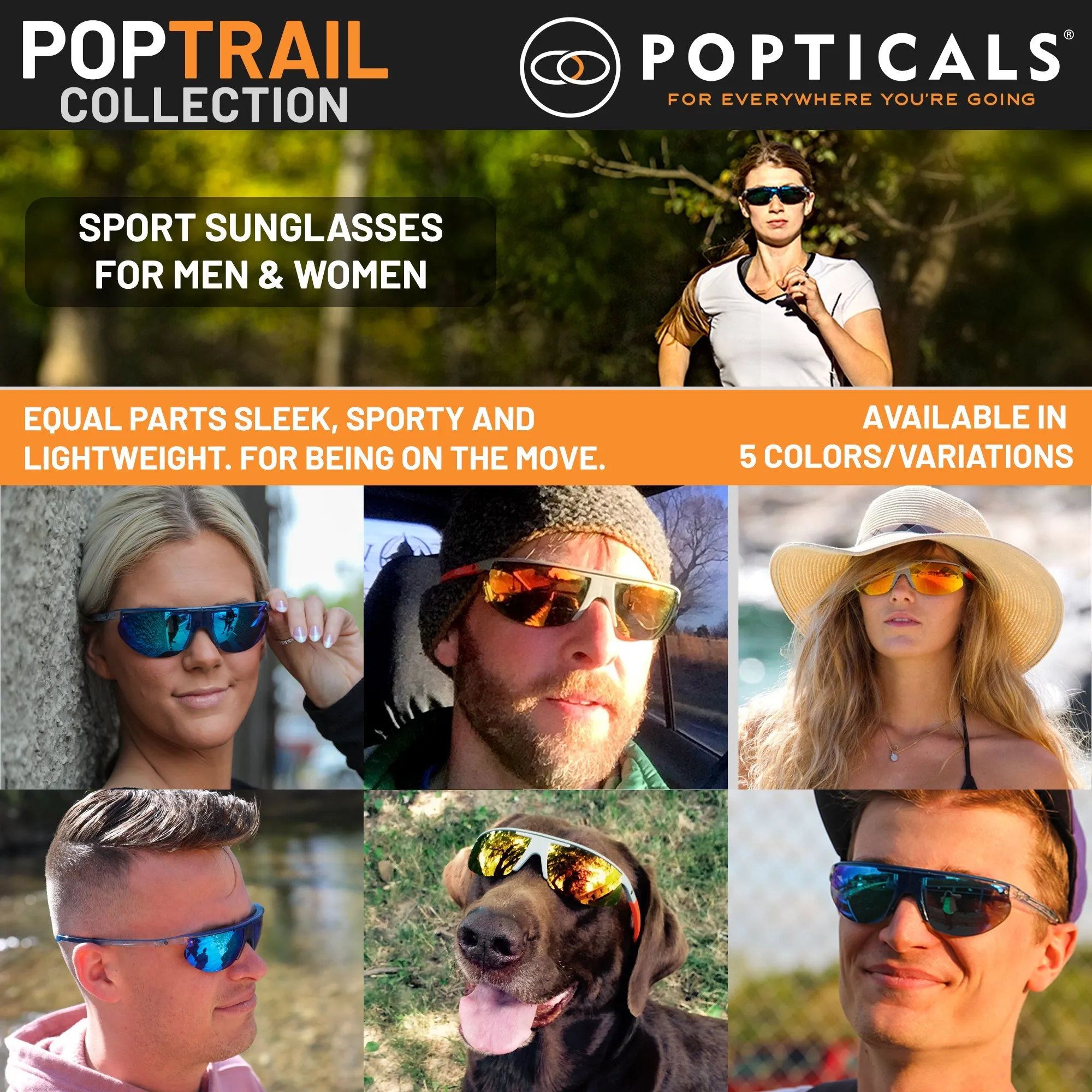 POPTRAIL | Polarized, Gloss Blue/Crystal, Blue Mirror, Small