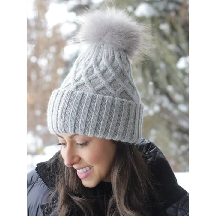 PRE Mia Fur Pom Hat in White