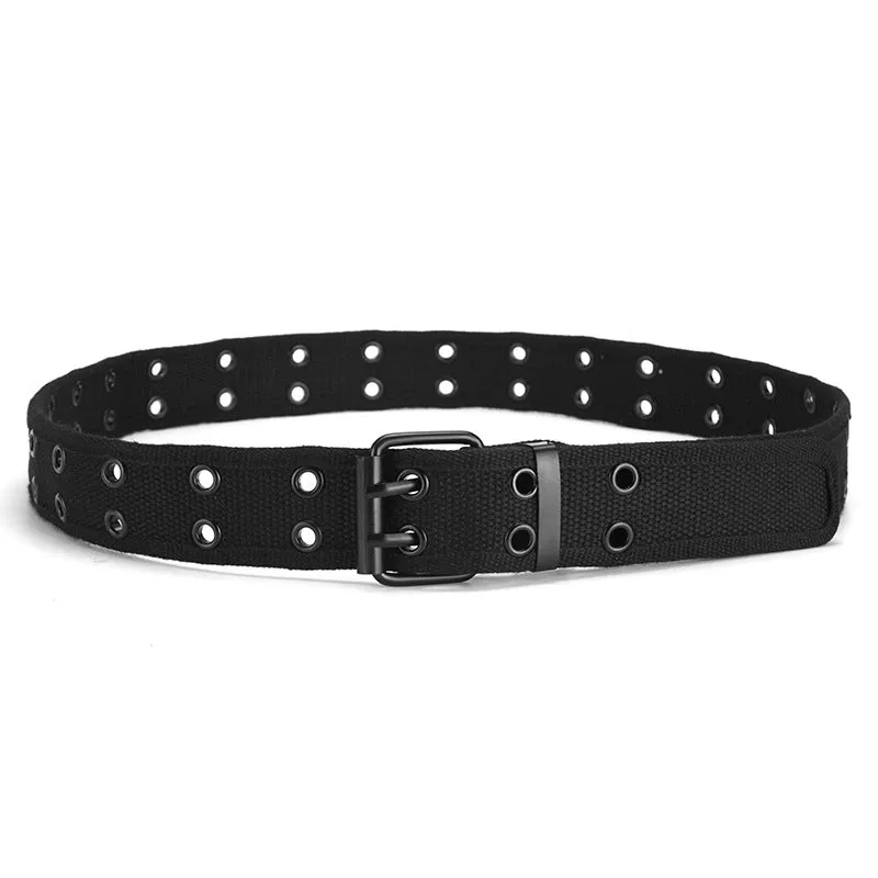 Punk Solid Color Woven Fabric Iron Men's Woven Belts