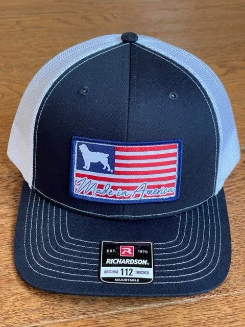 Richardson 112 Classic Trucker Cap - American Boykin Flag Patch - Navy/White