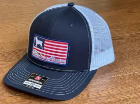 Richardson 112 Classic Trucker Cap - American Boykin Flag Patch - Navy/White