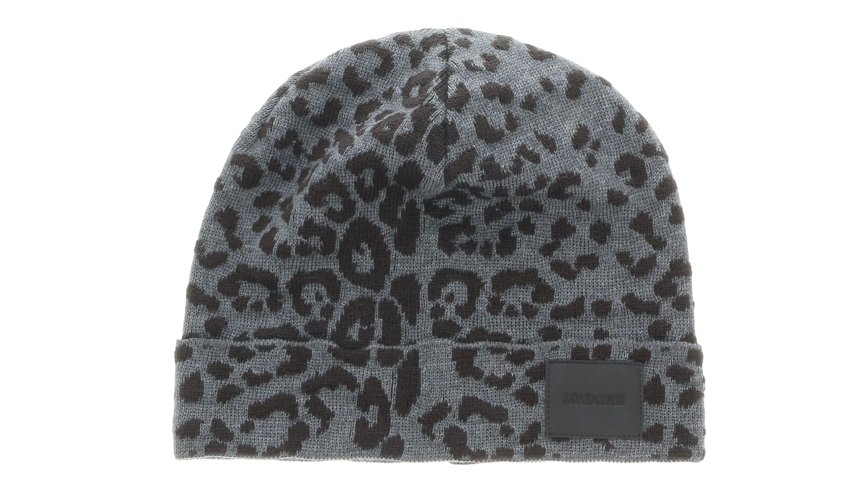 Roberto Cavalli Grey Animal Pattern Pure Wool Hat