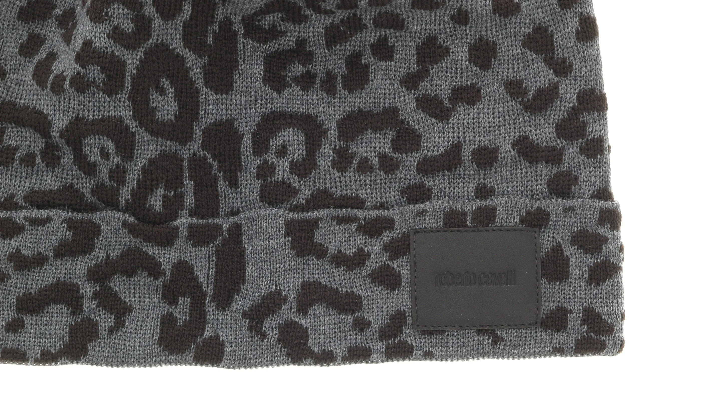 Roberto Cavalli Grey Animal Pattern Pure Wool Hat