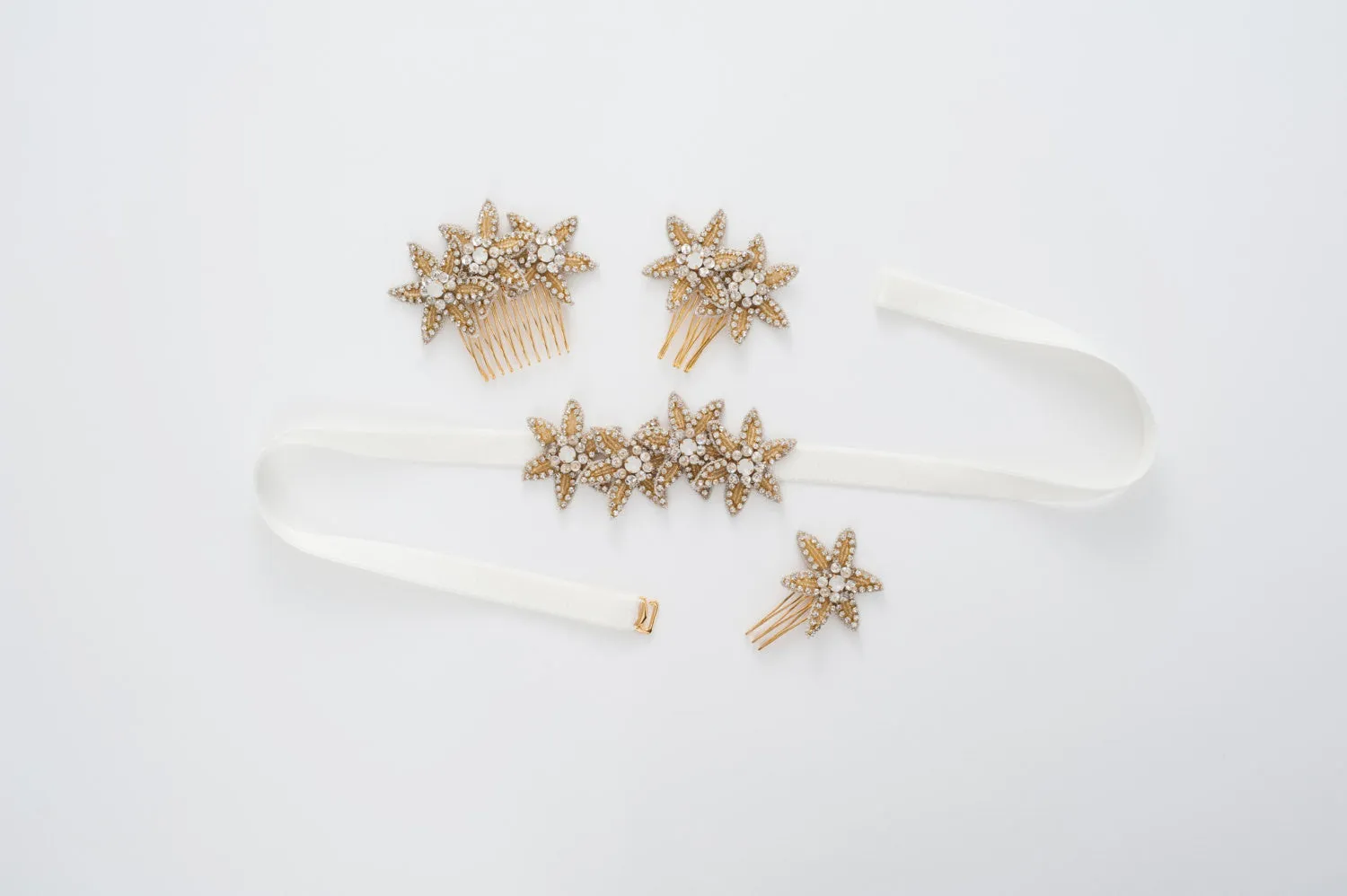 Silver beaded Starfish bridesmaids belt SB170688-S