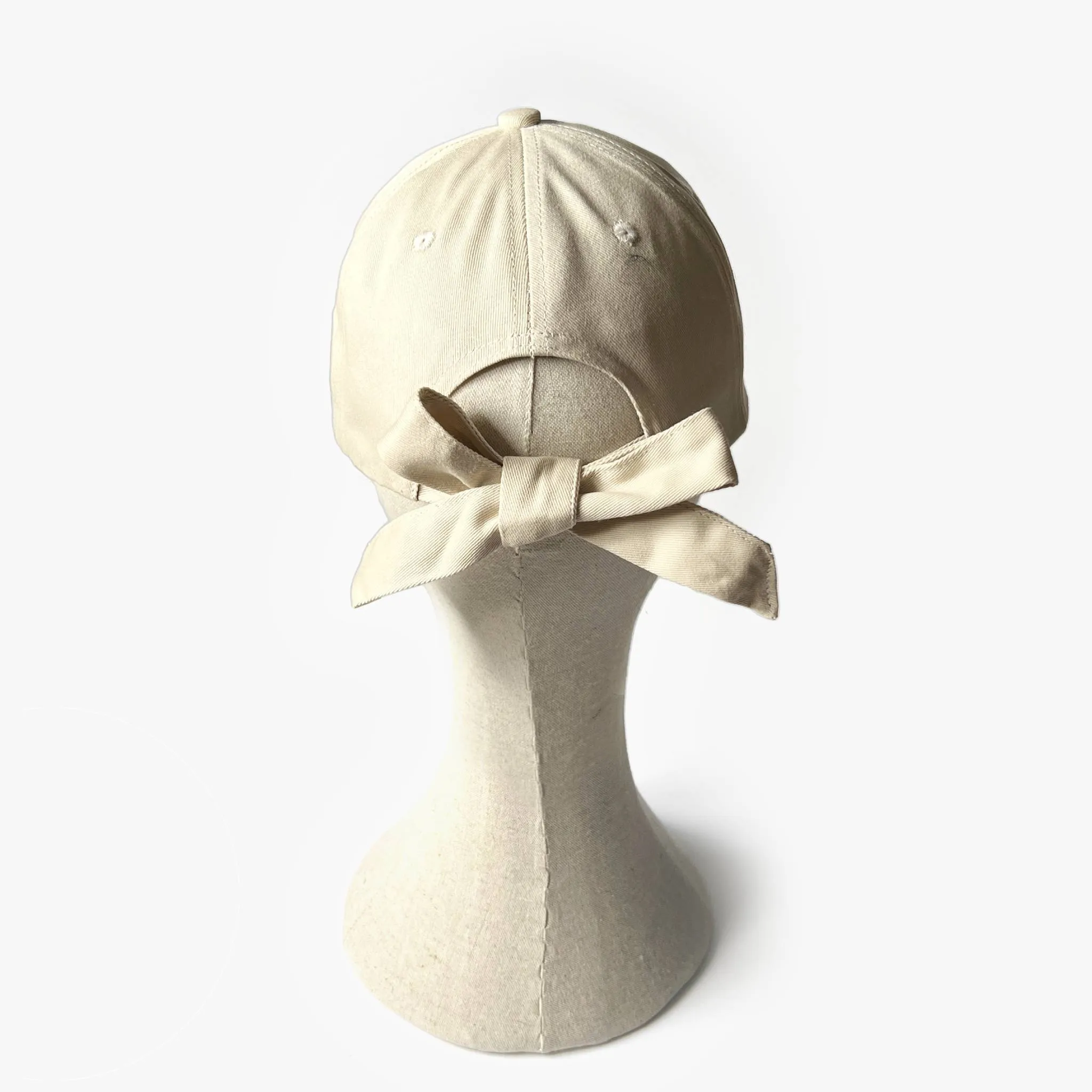 Sophie Satin Lined Bow Back Cap - Beige