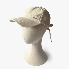 Sophie Satin Lined Bow Back Cap - Beige