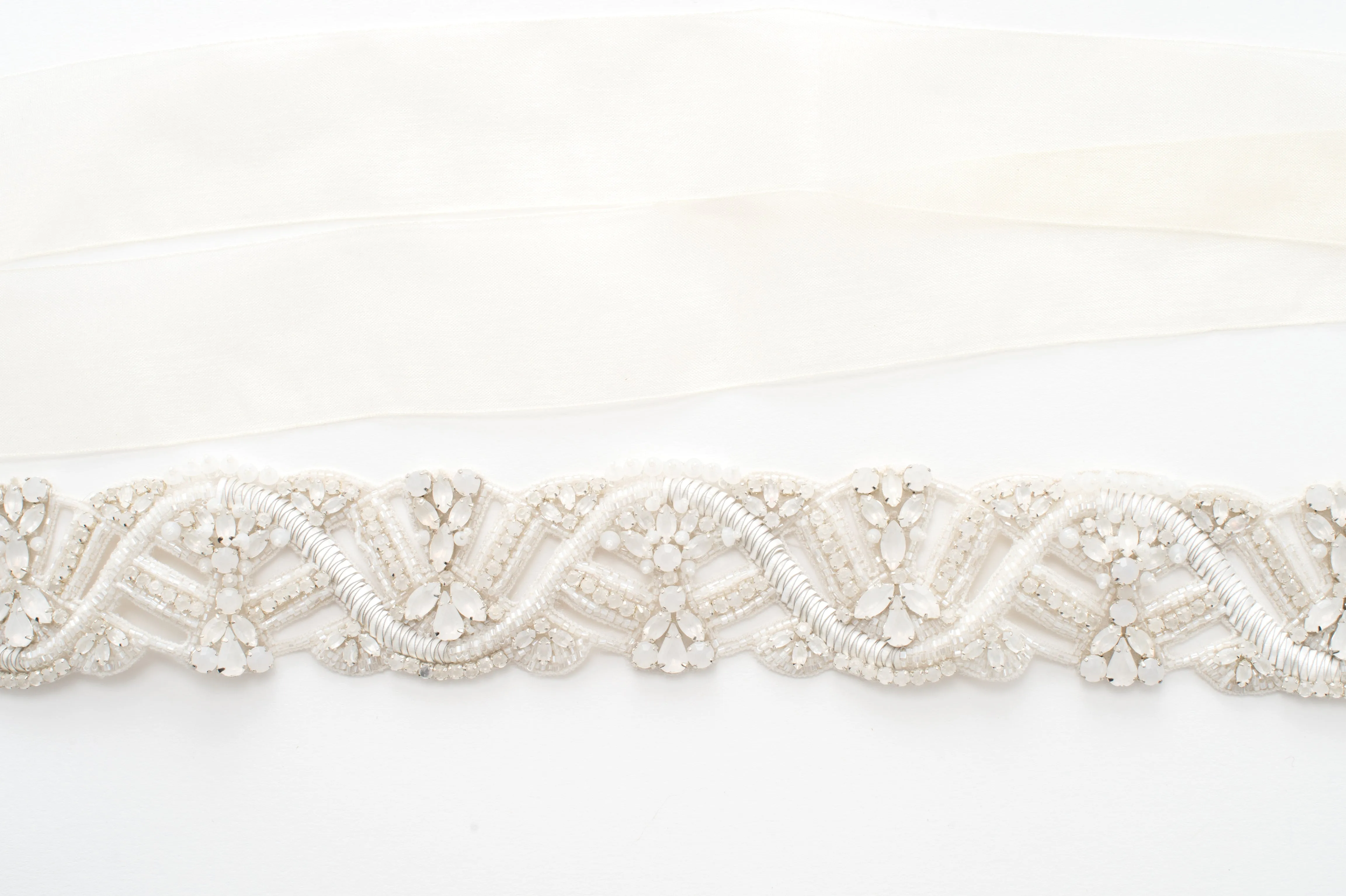 white opal wedding sash - style 20057