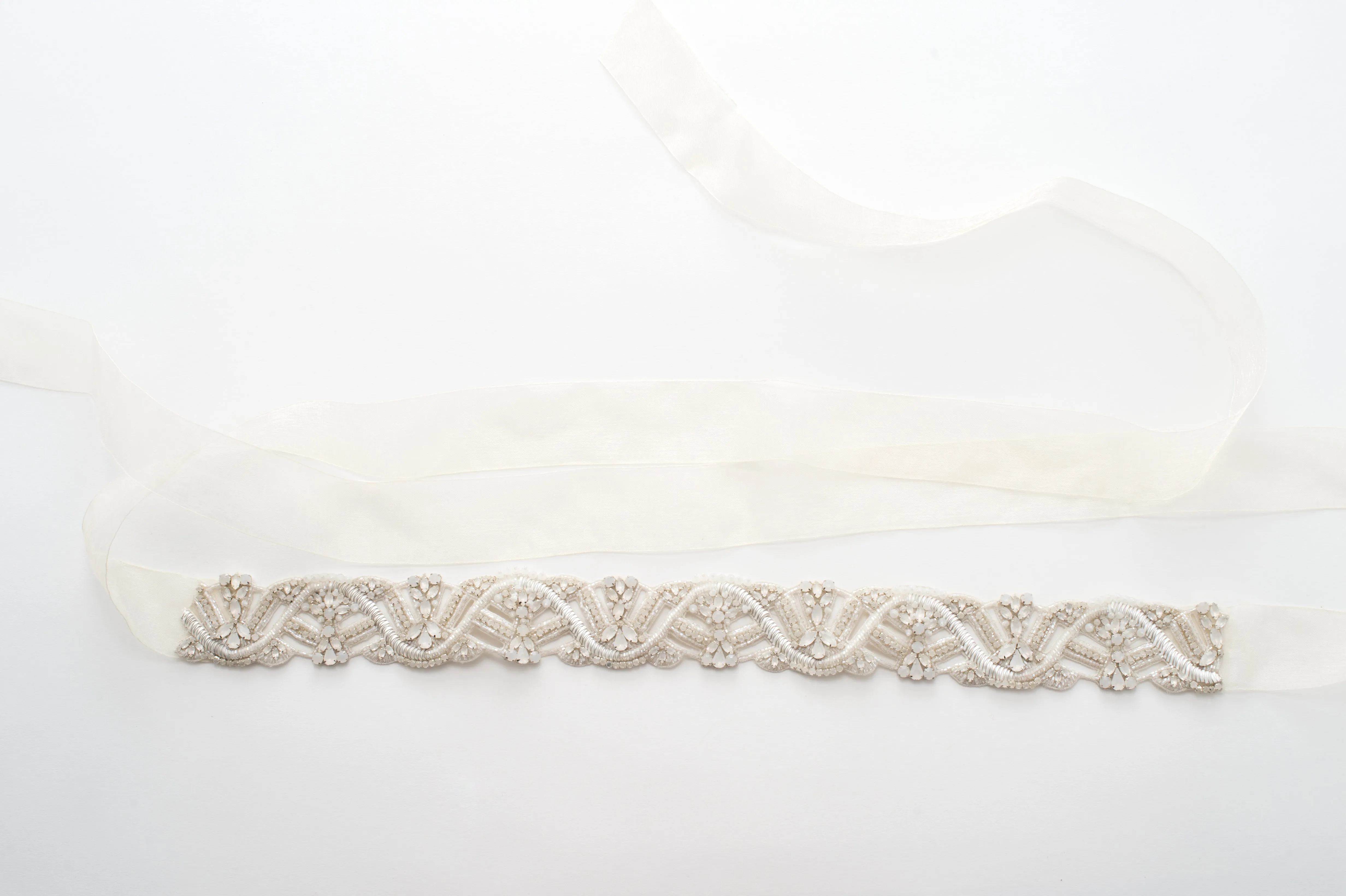 white opal wedding sash - style 20057