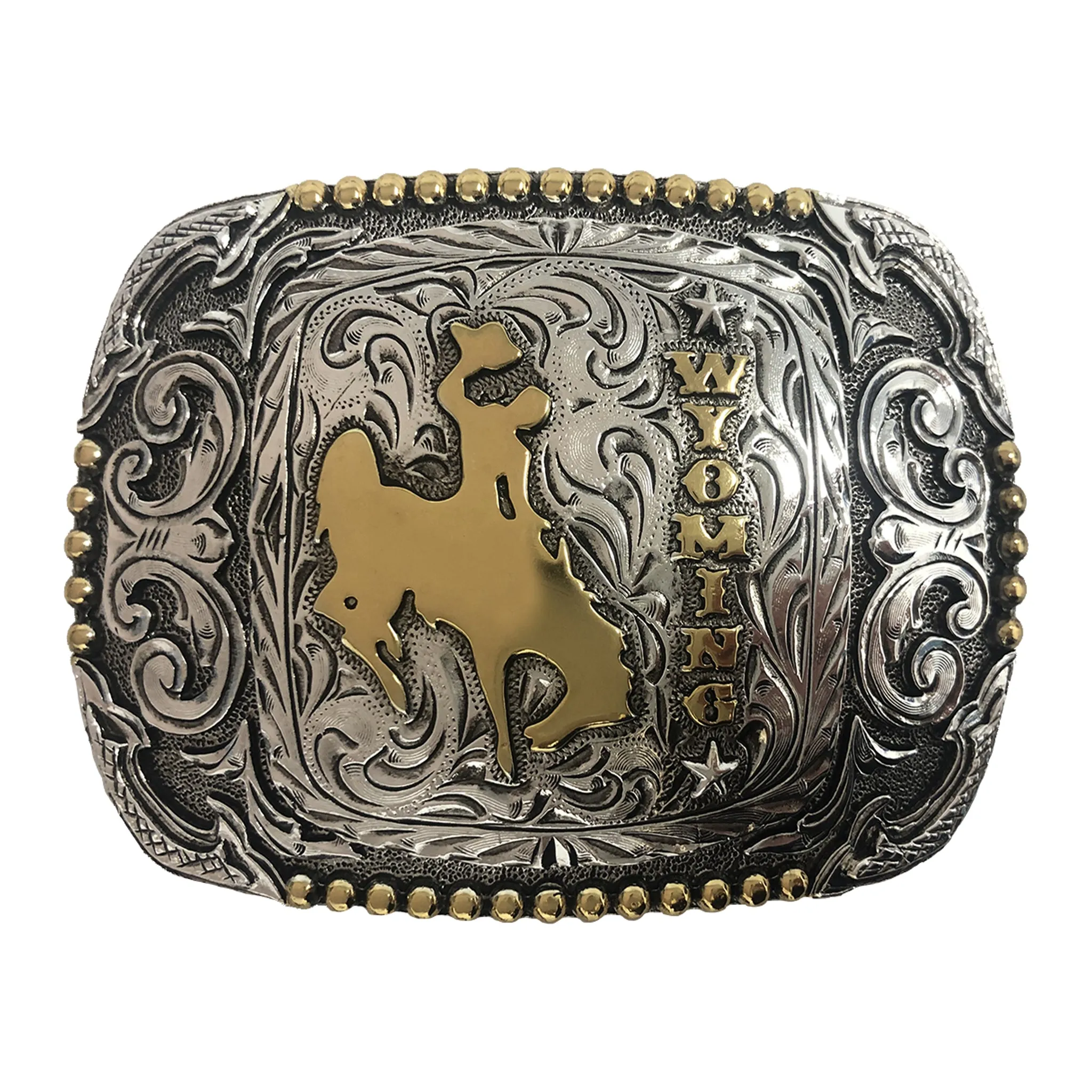 Wyoming — Scrolled Rectangle Bead Edge Buckle
